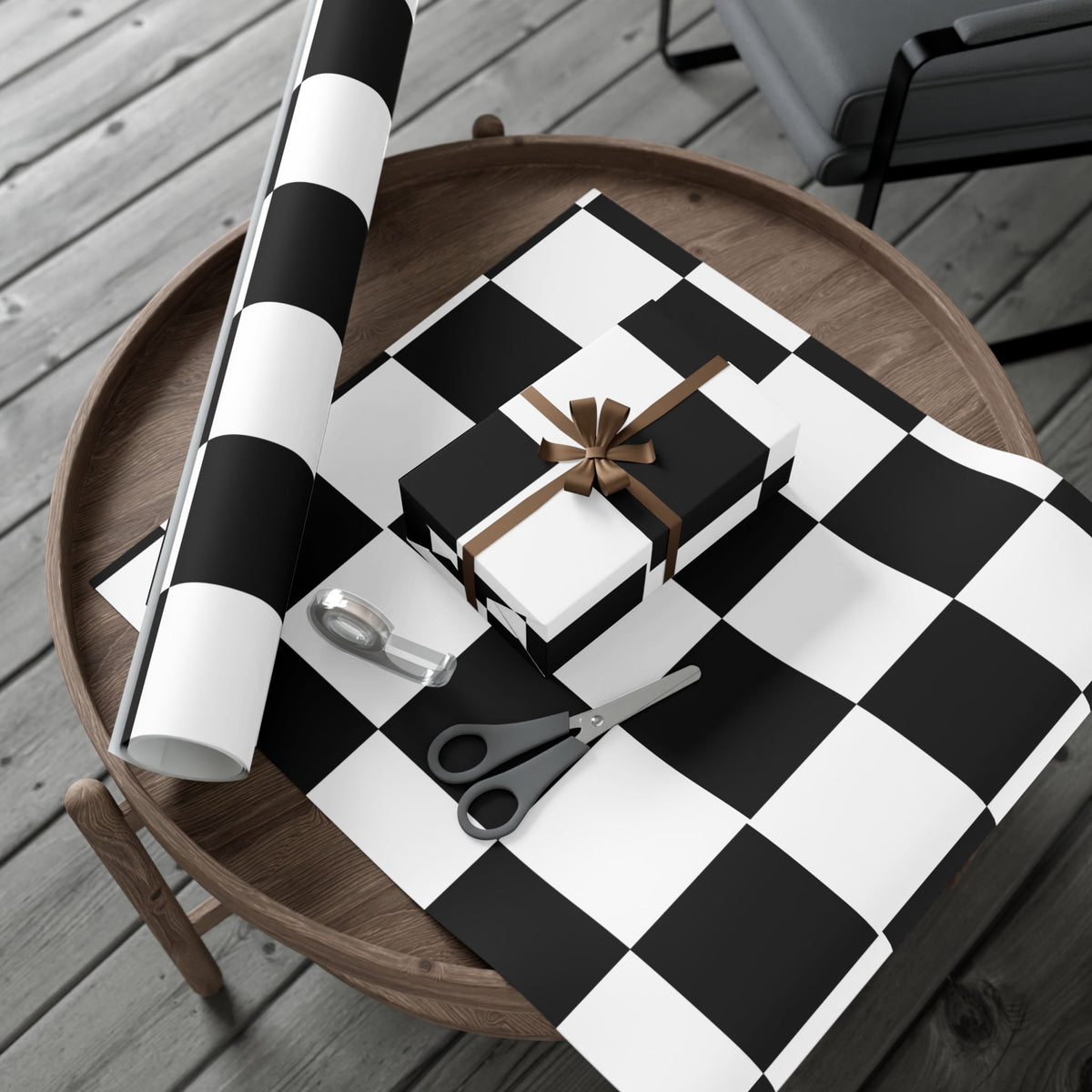 BLACK × WHITE CHECKERED | Wrapping Paper