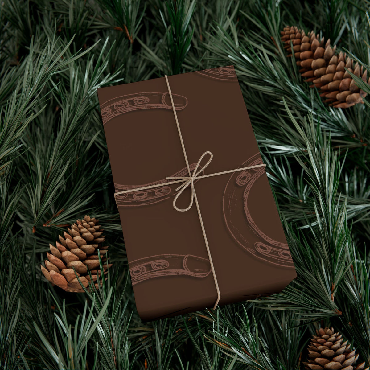 DARK LUCKY × HORSESHOE | Light Brown Western Wrapping Paper