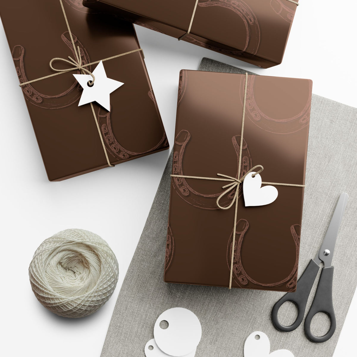 DARK LUCKY × HORSESHOE | Light Brown Western Wrapping Paper