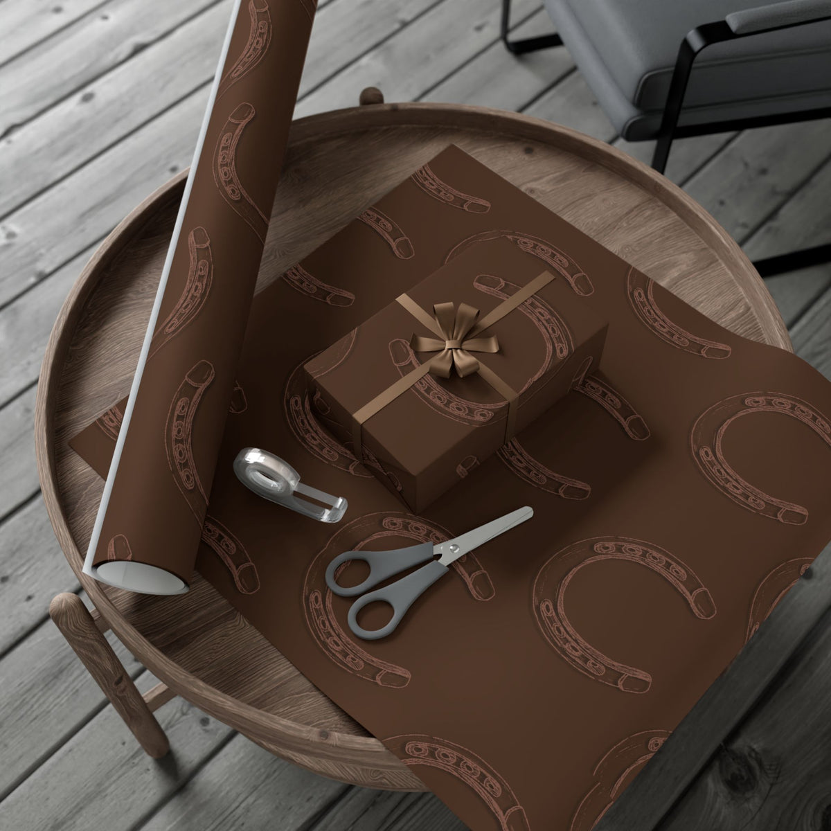 DARK LUCKY × HORSESHOE | Light Brown Western Wrapping Paper