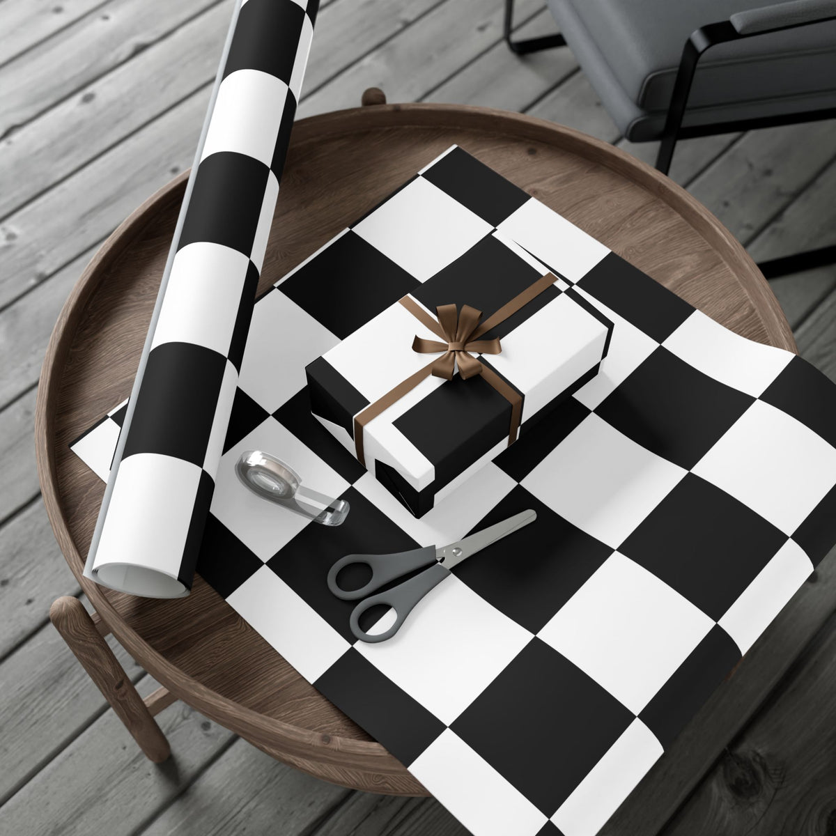 BLACK × WHITE CHECKERED | Wrapping Paper