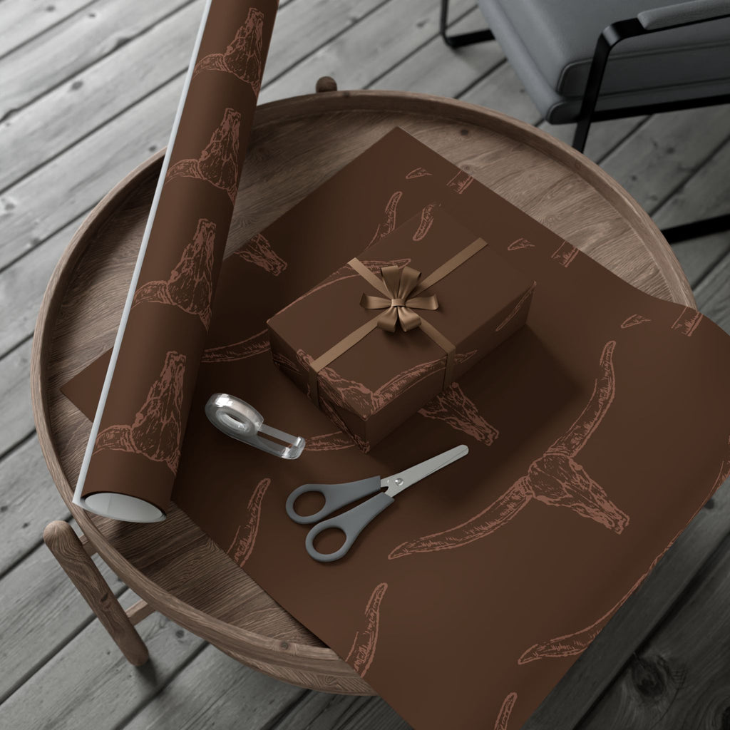 DARK BROWN LONGHORN | Western Wrapping Paper
