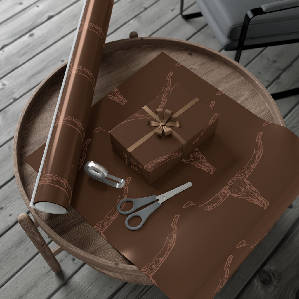 DARK BROWN LONGHORN | Western Wrapping Paper