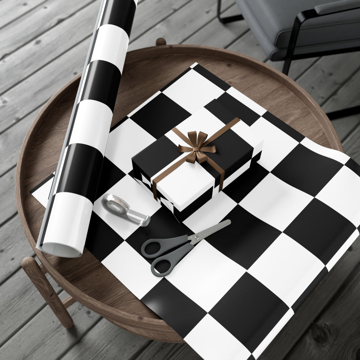 BLACK × WHITE CHECKERED | Wrapping Paper