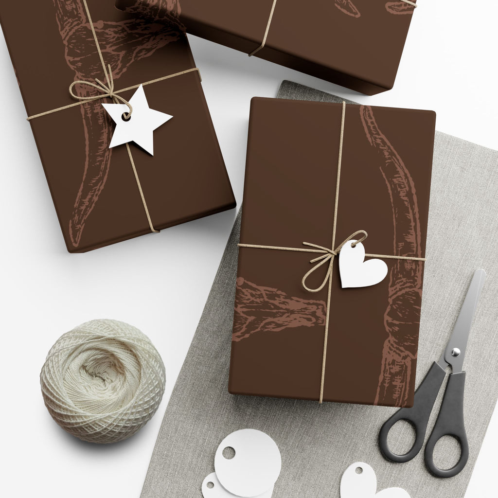 DARK BROWN LONGHORN | Western Wrapping Paper