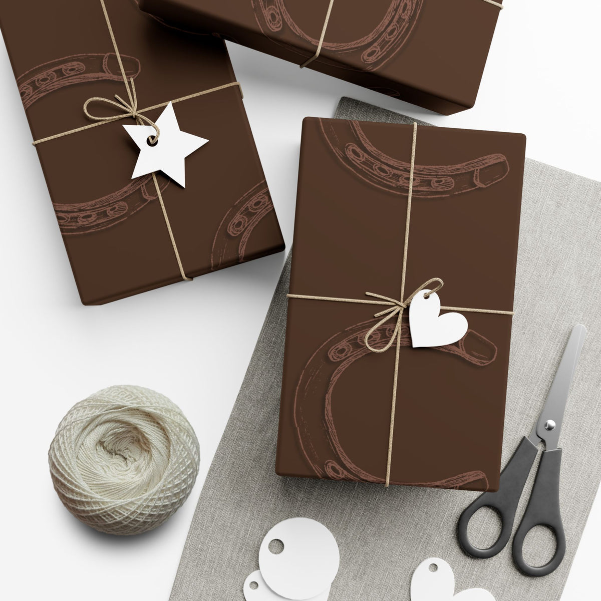 DARK LUCKY × HORSESHOE | Light Brown Western Wrapping Paper