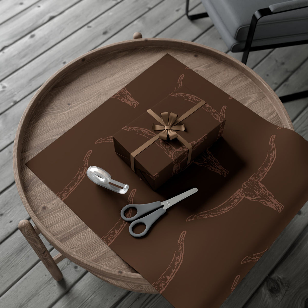 DARK BROWN LONGHORN | Western Wrapping Paper