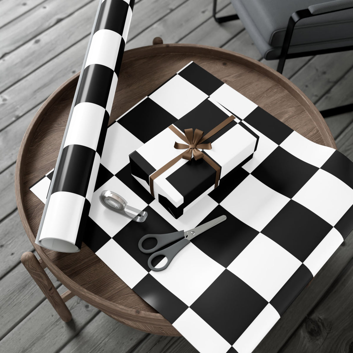 BLACK × WHITE CHECKERED | Wrapping Paper
