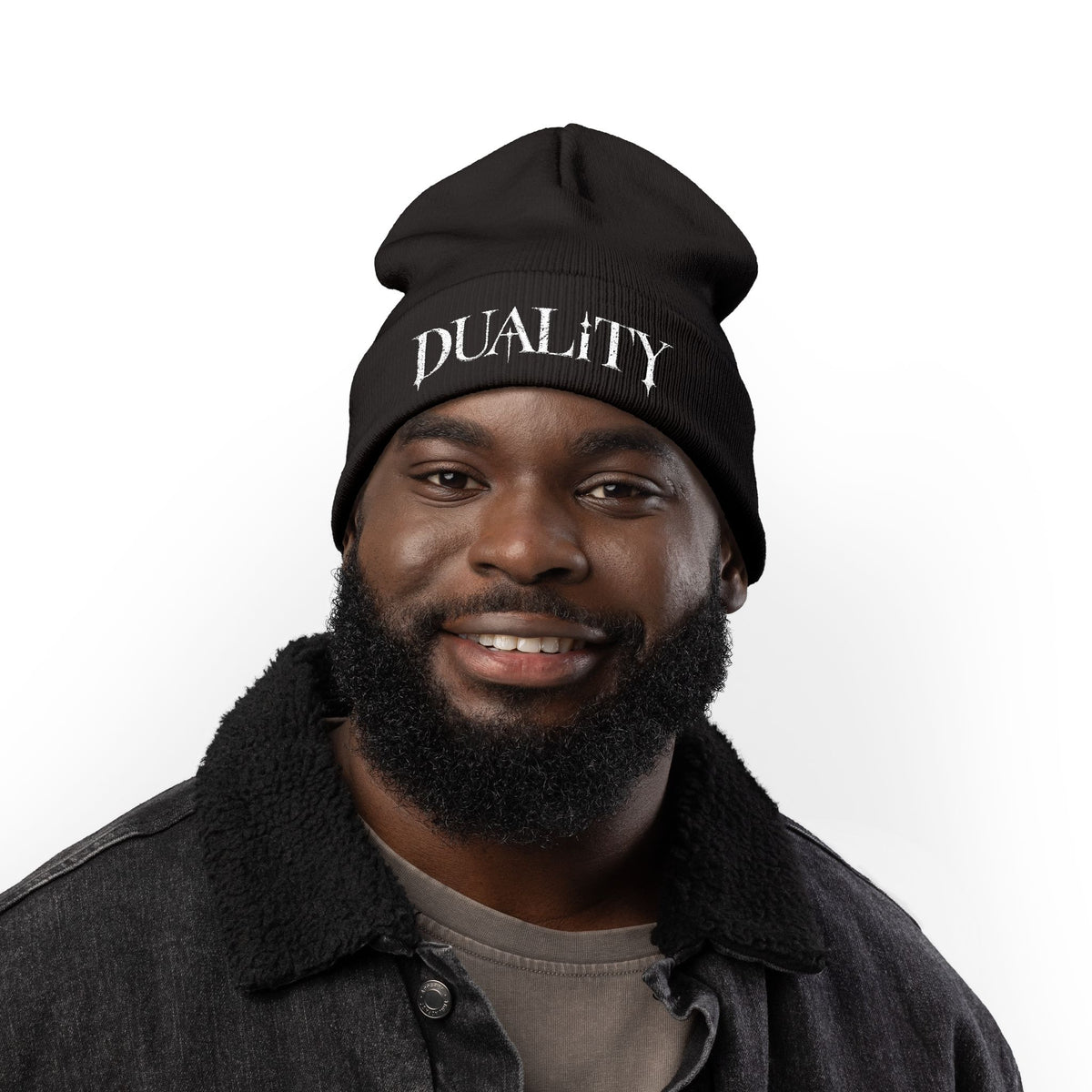 DUALITY | White Letters Beanie