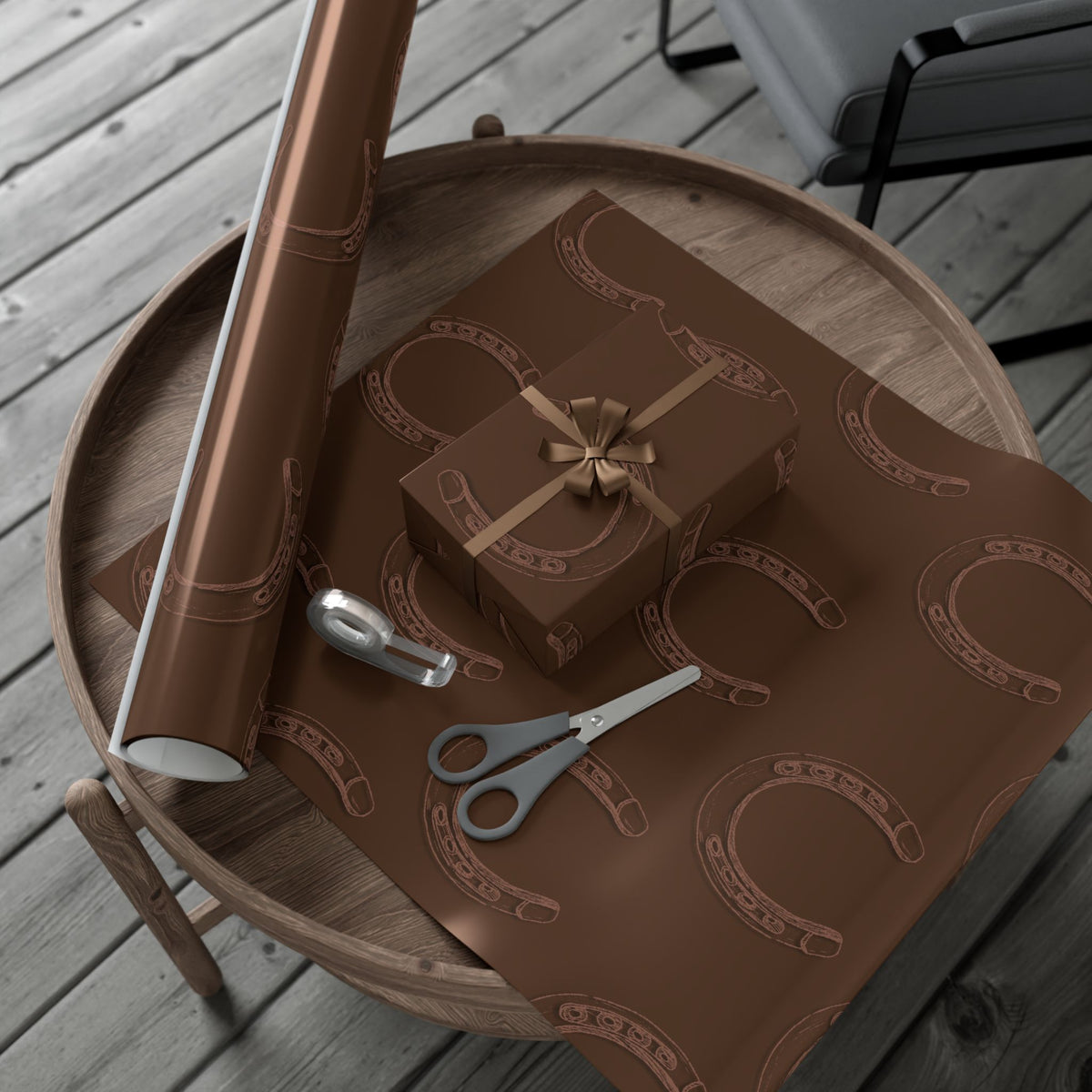 DARK LUCKY × HORSESHOE | Light Brown Western Wrapping Paper